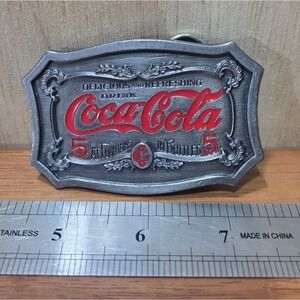 Vintage Coca-Cola Pewter Tone Belt Buckle | 1995‎ Siskiyou | Made in USA